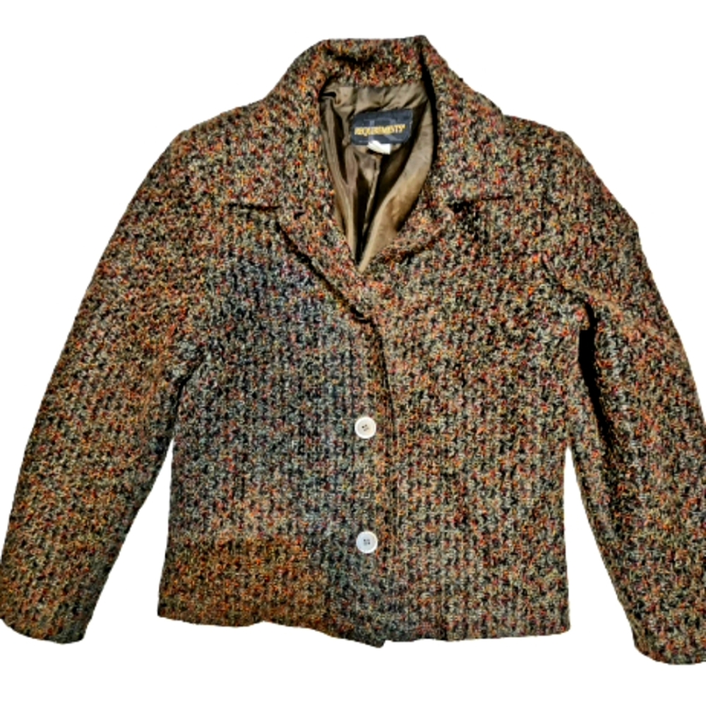 Requiewments brown mutli colored tweed suit blazer suit jacket suit coat